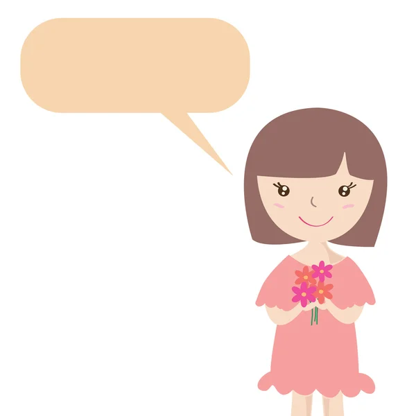 çiçek ve konuşma balonu ile şirin kız