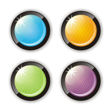 Four glossy buttons clipart