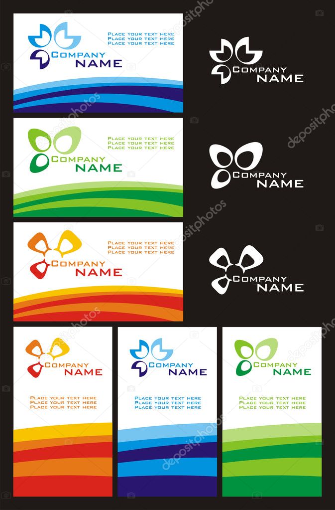 Set of vector business card with personal logo