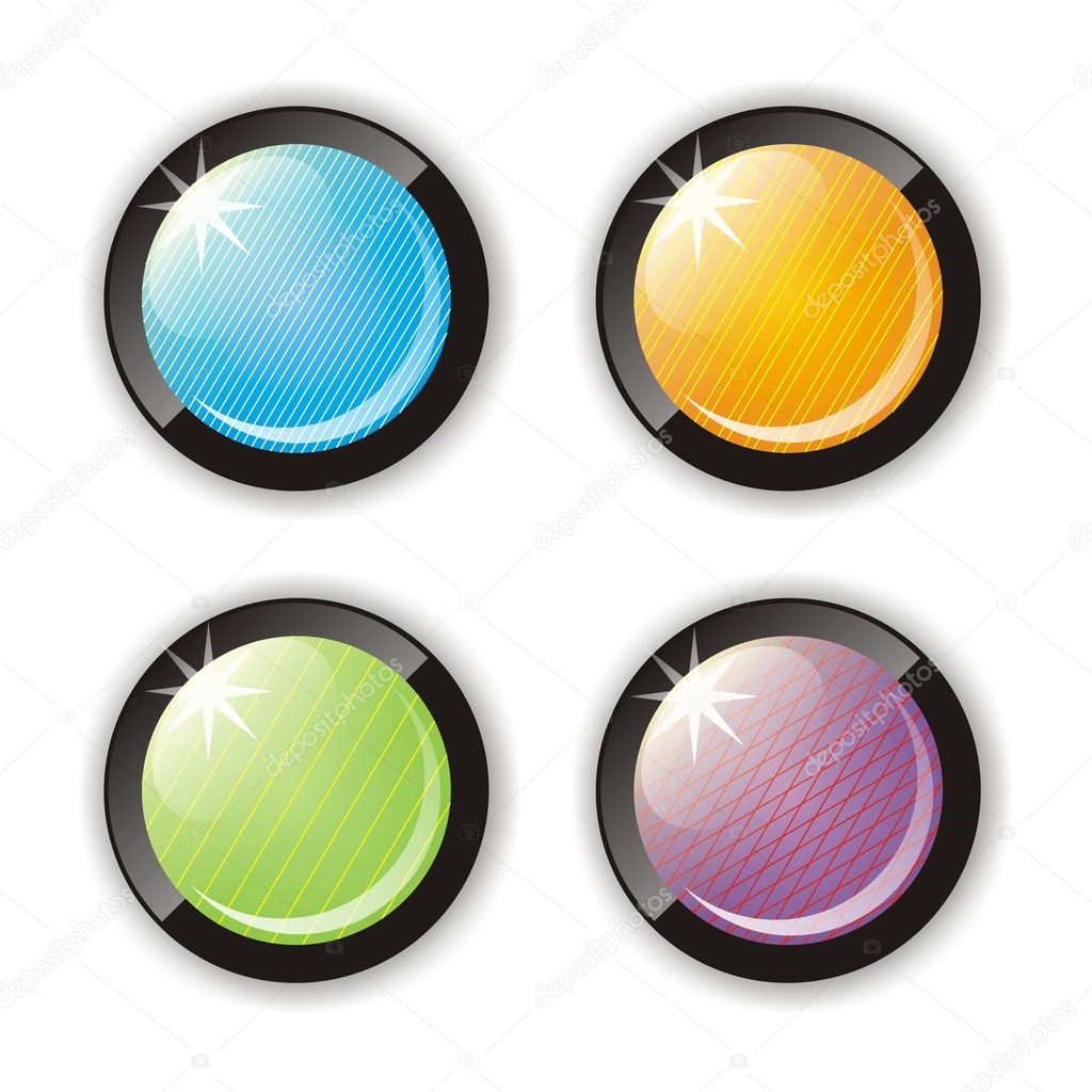 Four glossy buttons