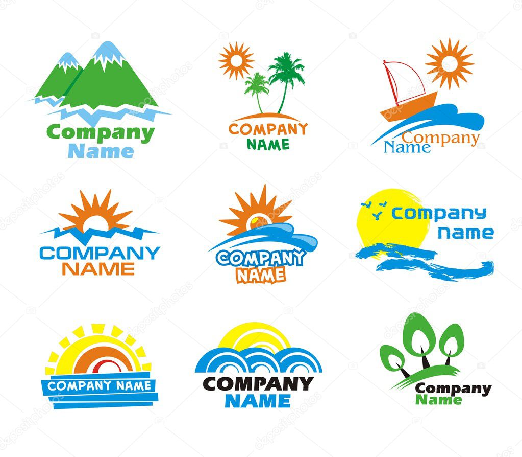 Tourism and vacation icons and logo design