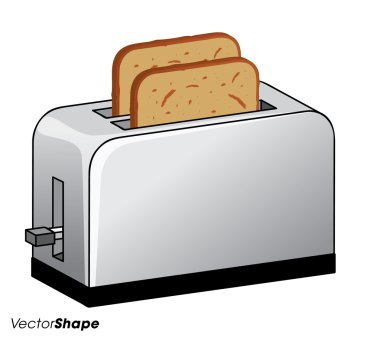 Toaster with fresh toasted bread inside clipart