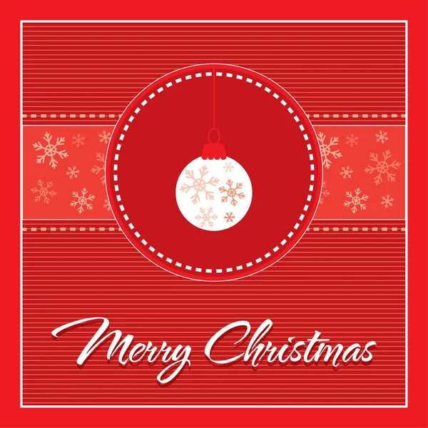 Veselý veselé vánoční Červená karta strom dekorace koule a sněhové vločky — Stockový vektor