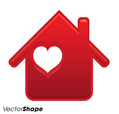 Gentle red house with heart inside clipart