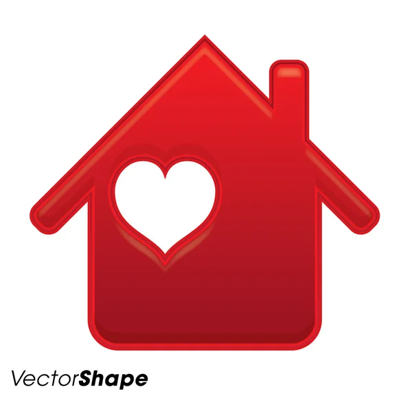 Mjuka röda huset med hjärta inuti — Stock vektor
