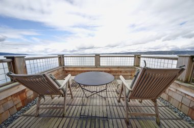 Waterfront Balcony on Whidbey Island, WA clipart