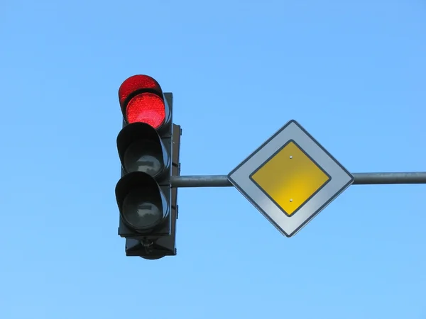 Trafikljus med rött ljus Royaltyfria Stockfoton