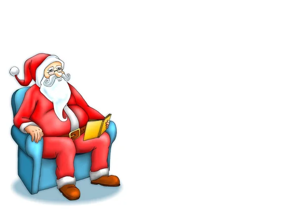 Сидячий Санта Клаус ізольований на білому — стокове фото