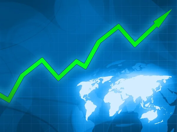 Flecha verde negocio fondo azul — Foto de Stock