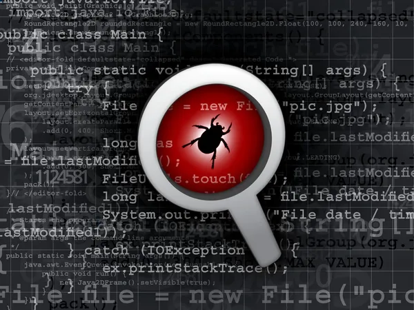 Virus-insect in programmacode — Stockfoto