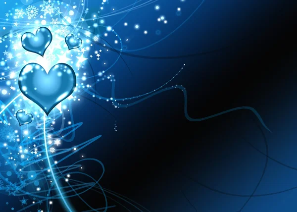Elegante azul corações amor fundo — Fotografia de Stock