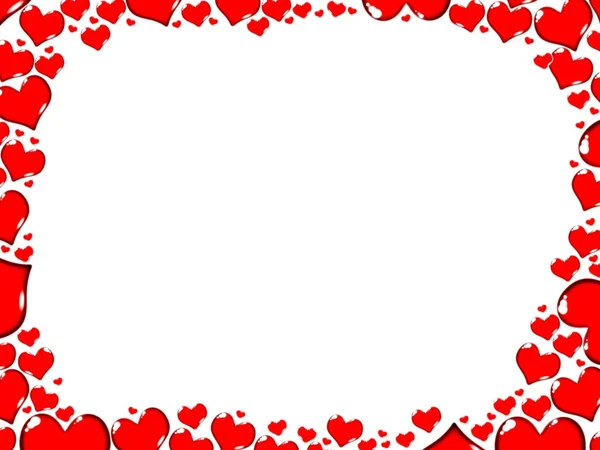 Amore cuori rossi bordo frame card — Foto Stock