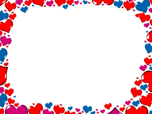 Tarjeta de marco de frontera corazones coloridos —  Fotos de Stock