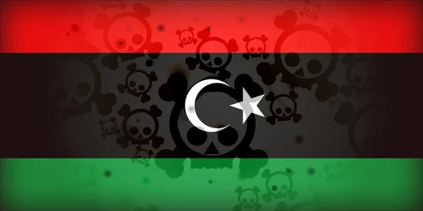 Libya Flag War Skulls Crisis — Stock Photo, Image