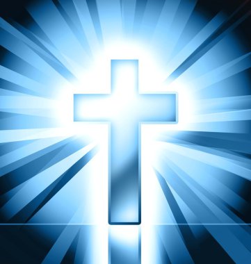 Blue christian cross symbol