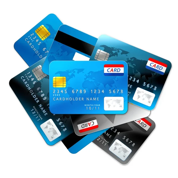 Karty kredytowe na białym tle — Zdjęcie stockowe