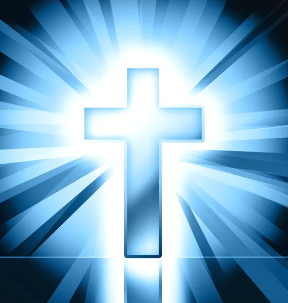 蓝色基督教十字架符号 — 图库照片
