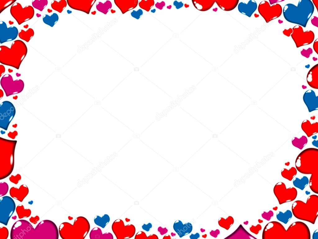 Colorful hearts border frame card