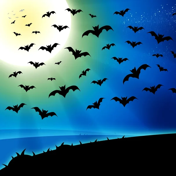 Horror murciélagos luna llena de fondo —  Fotos de Stock