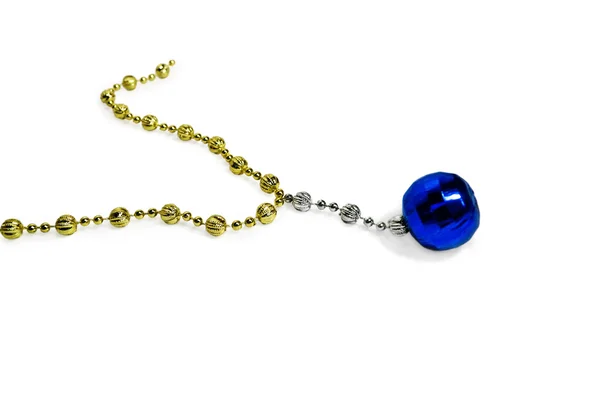 Blue marble on silver and gold chain — Stock Photo, Image