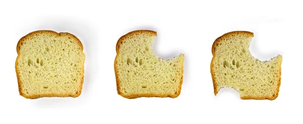 Üç dilim ekmek: Bütün; ısırılan; 2 tarafı ile ısırıldı. Isola — Stok fotoğraf