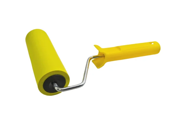 Yellow roller for painting and gluing. isolated — Stock Photo, Image