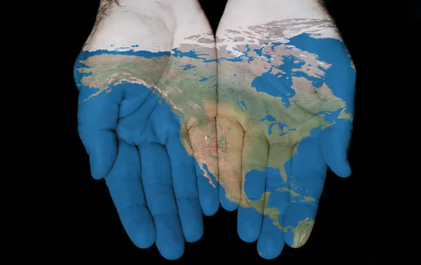 Noord-Amerika in onze handen — Stockfoto