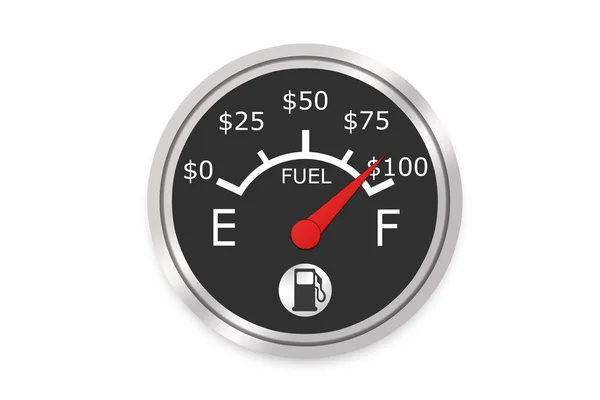 Geld brandstofmeter — Stockfoto