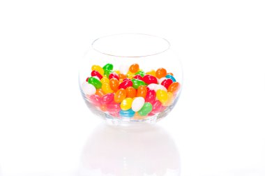 Jelly beans in a glass bowl clipart