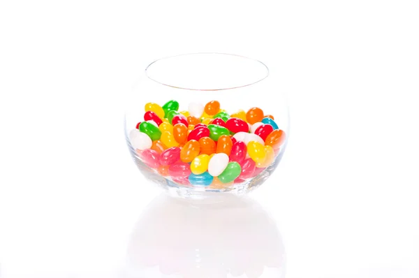 Jelly beans in a glass bowl — Stock Photo, Image