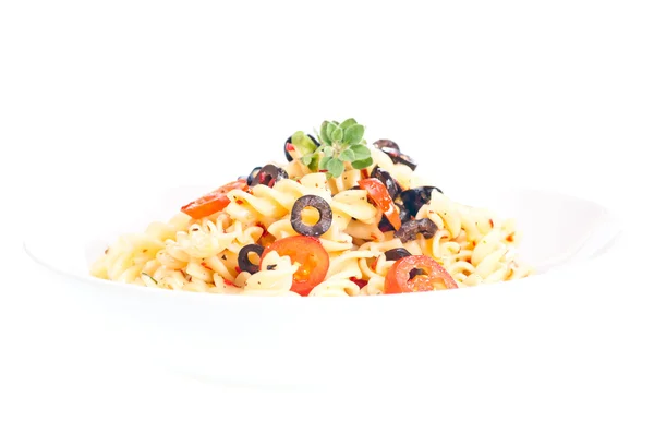 Pasta aglio olio in un piatto di pasta — Foto Stock