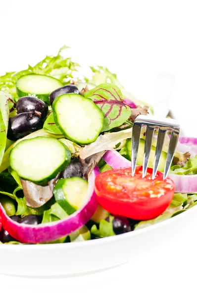 Friss mesclun saláta zár-megjelöl függőleges — Stock Fotó