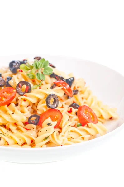 Aglio olio pasta på nära håll — Stockfoto