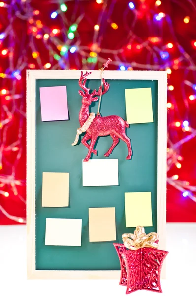 Christmas notice board with ornaments — Stock Photo, Image