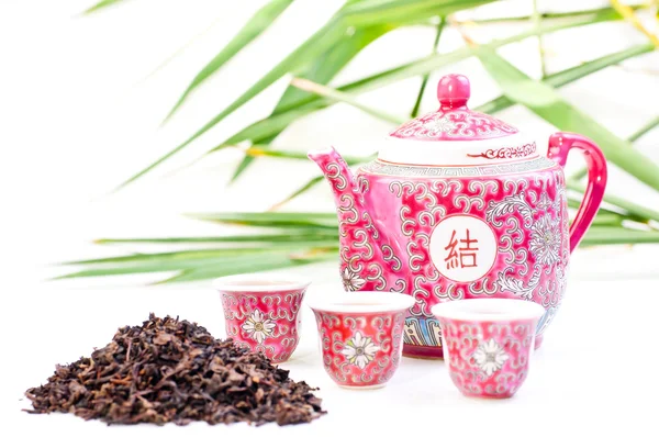 Set de té chino con licencia de té —  Fotos de Stock
