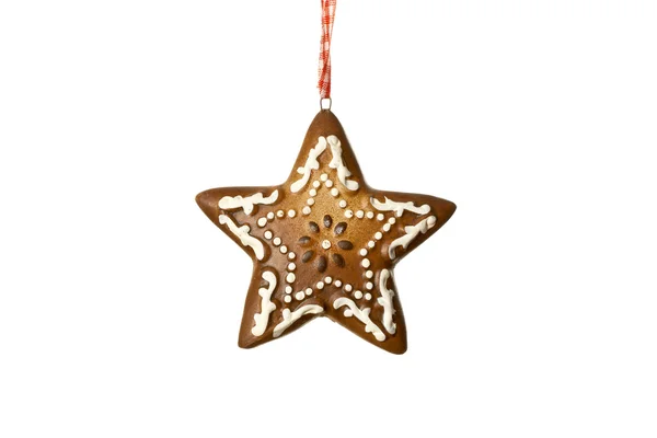 Ginger star decoration on white background — Stock Photo, Image
