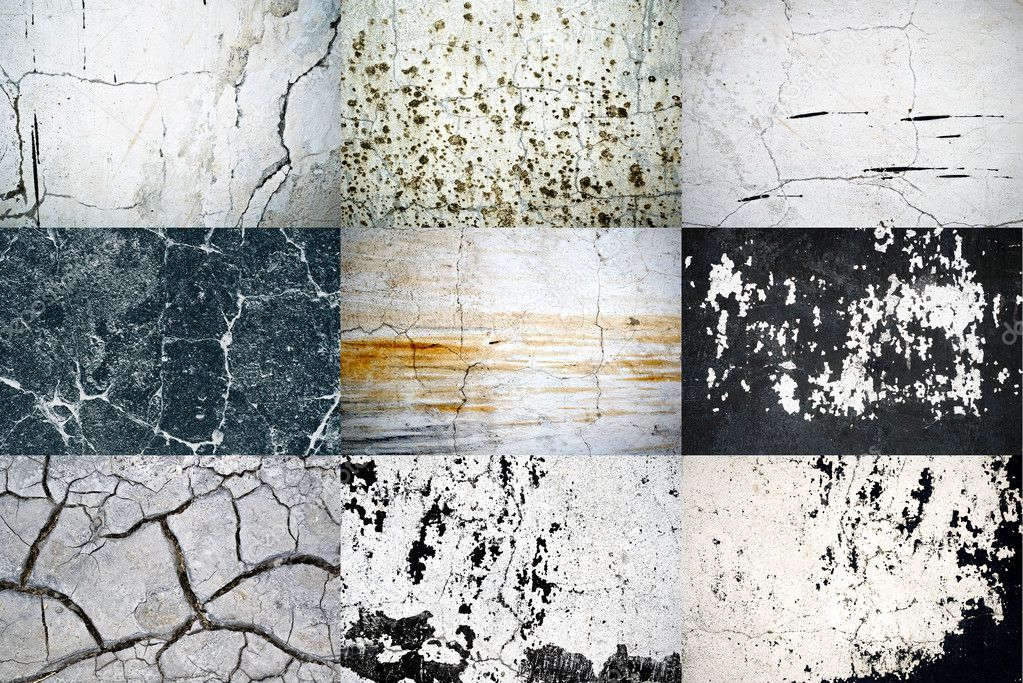 Collection of nine natural scratched textures wall backgrounds