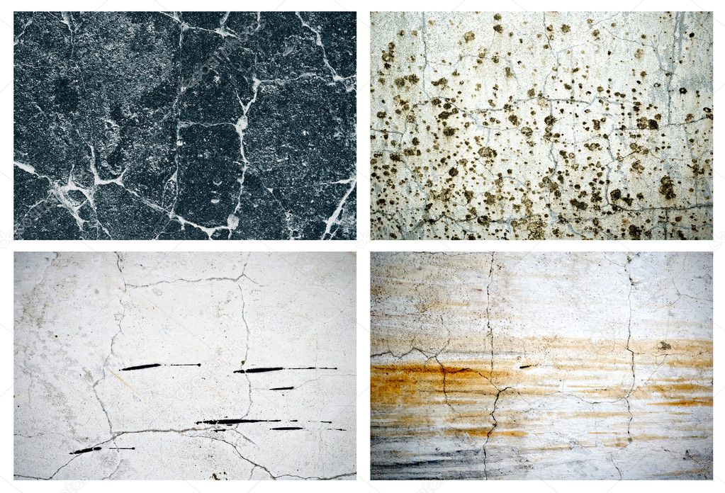 Collection of four natural scratched textures wall backgrounds to design