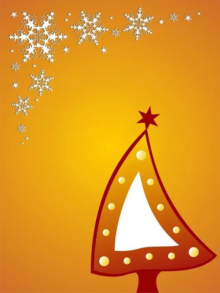 新しいクリスマスの幸せのゴールデン ツリーの背景色 — ストックベクタ