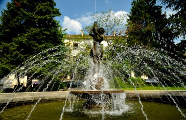 Fountain on the main street in Sandanski, Bulgaria clipart