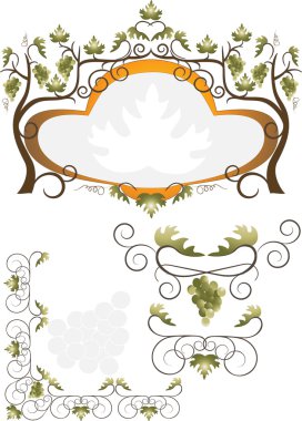 Label of grape leaves. Pattern. clipart