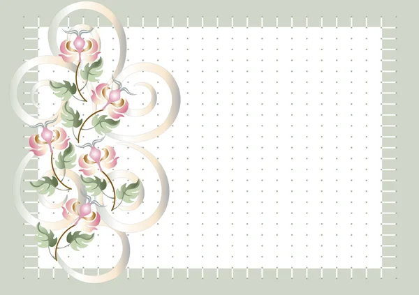 Background grid with flowers.Postcard . — Stock Vector