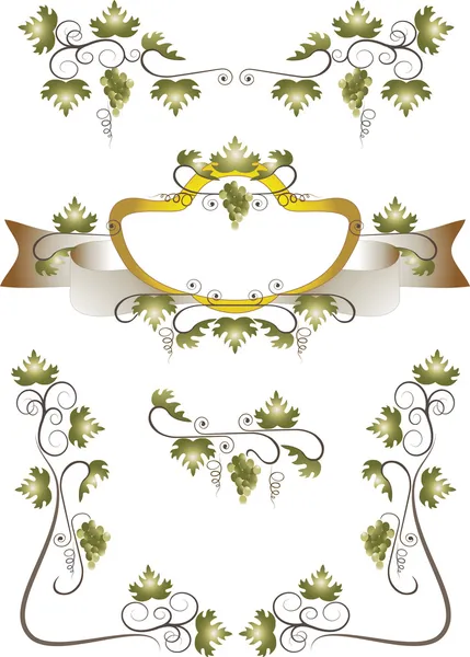 Frame of grape leaves. Pattern. — Stock Vector