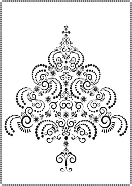 Árbol de Navidad ornamental negro.Artes gráficas . — Archivo Imágenes Vectoriales