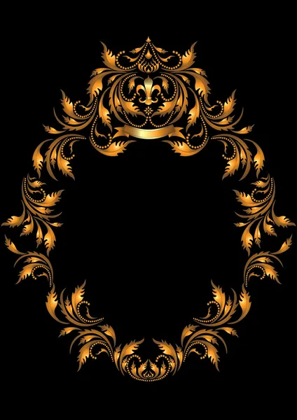 Gold oval frame in the Gothic style.Frame. — Stock Vector