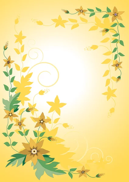 Coin, le cadre de fleurs jaunes. Bannière. . — Image vectorielle