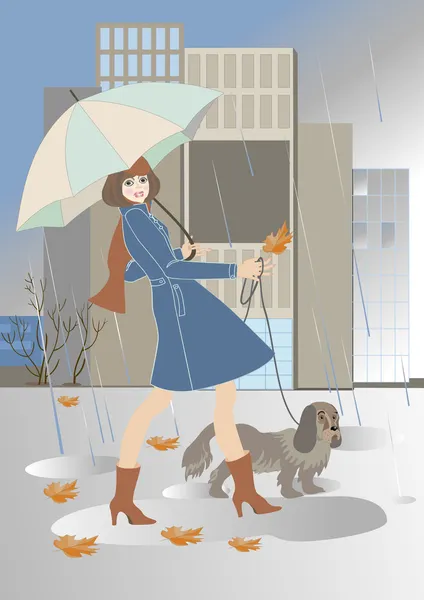 stock vector In the rain.Illustration.