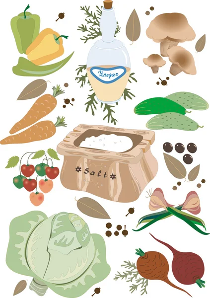 Vegetables for pickling.Illustration.Pattern. — Stock Vector