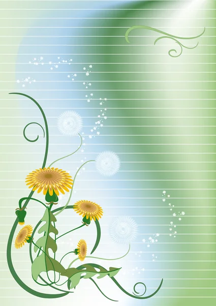 Banner with dandelion. Background. — Stock Vector