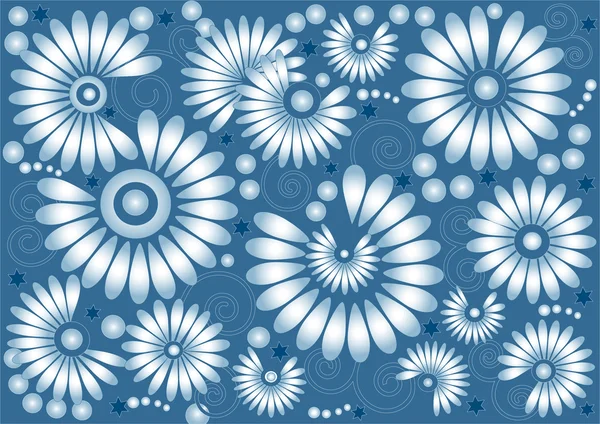 Blauwe achtergrond met flowers.background. behang. — Stockvector